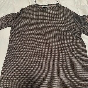 Zara Textured Black and Pink Midi Dress